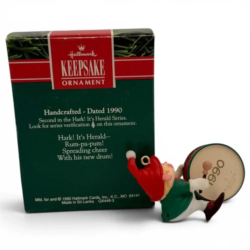 1990 Hallmark Keepsake Ornament Hark! It's Herald Elf Drummer